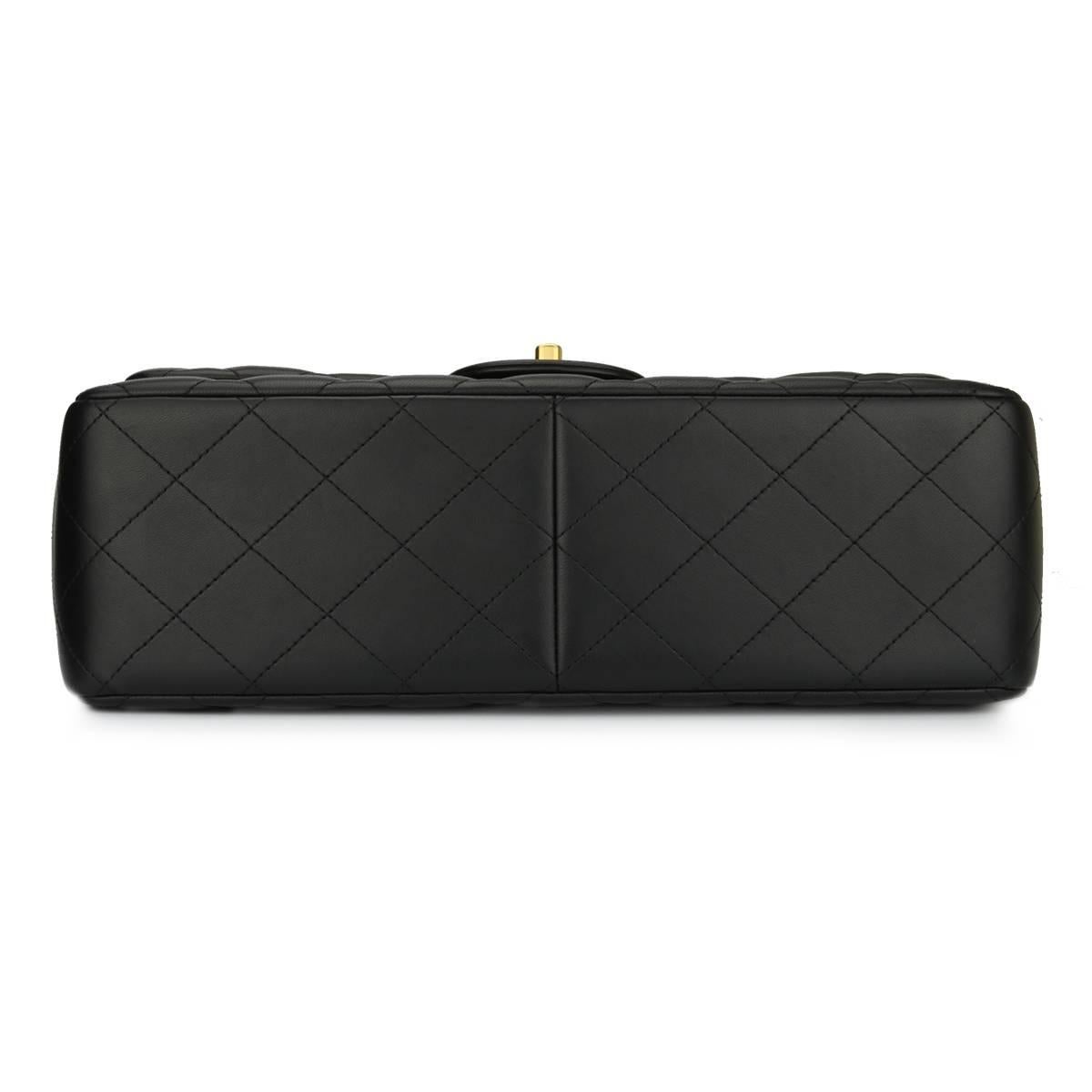 Women's or Men's Chanel Jumbo Double Flap Black Lambskin with Gold Hardware, 2015