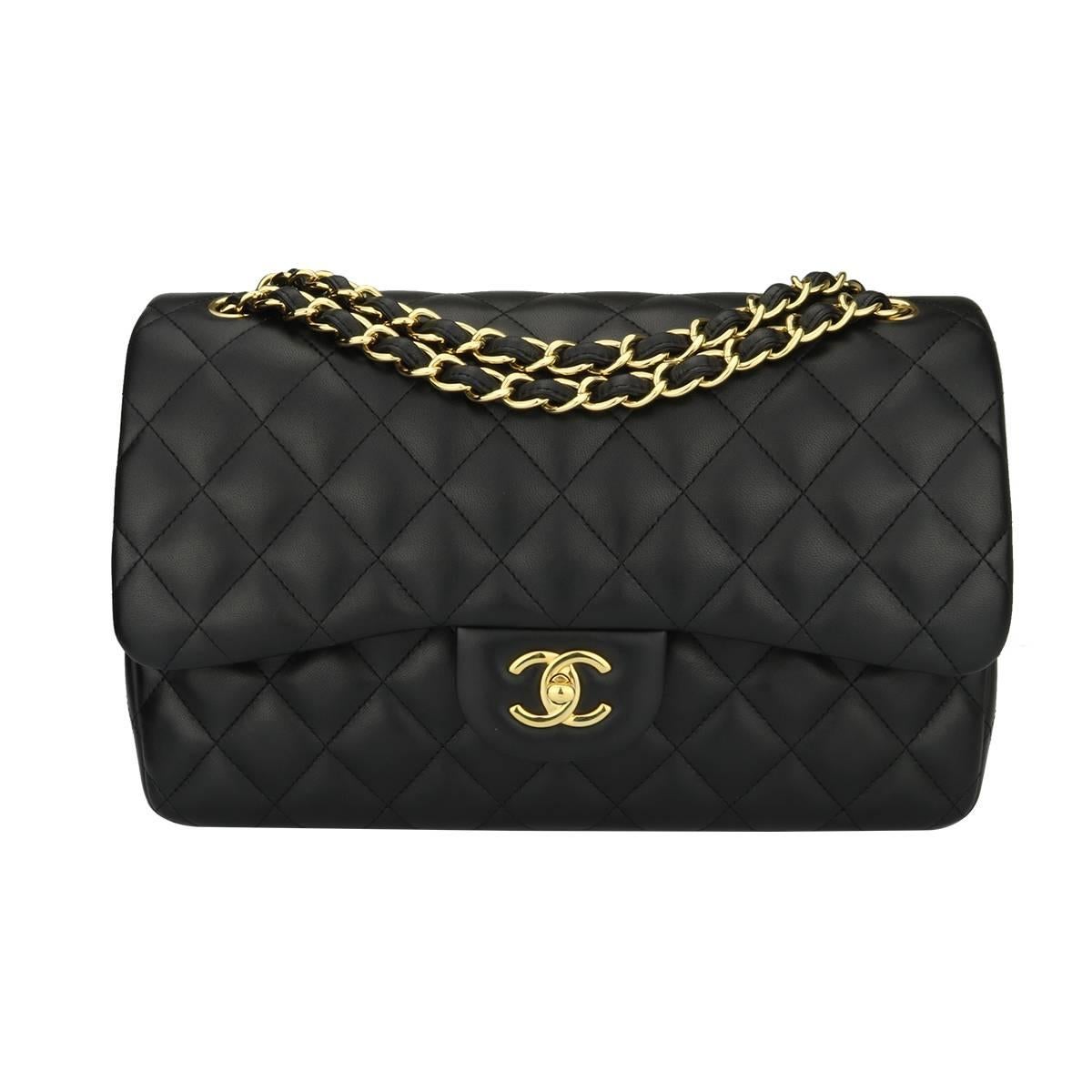 Chanel Jumbo Double Flap Black Lambskin with Gold Hardware, 2015