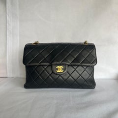 Chanel Jumbo Double Sided Classic Flap Black Lambskin Leather 24k Gold Hardware