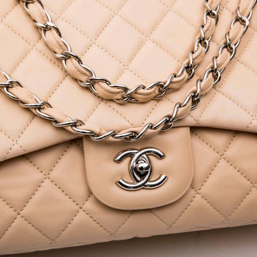 chanel jumbo beige lambskin