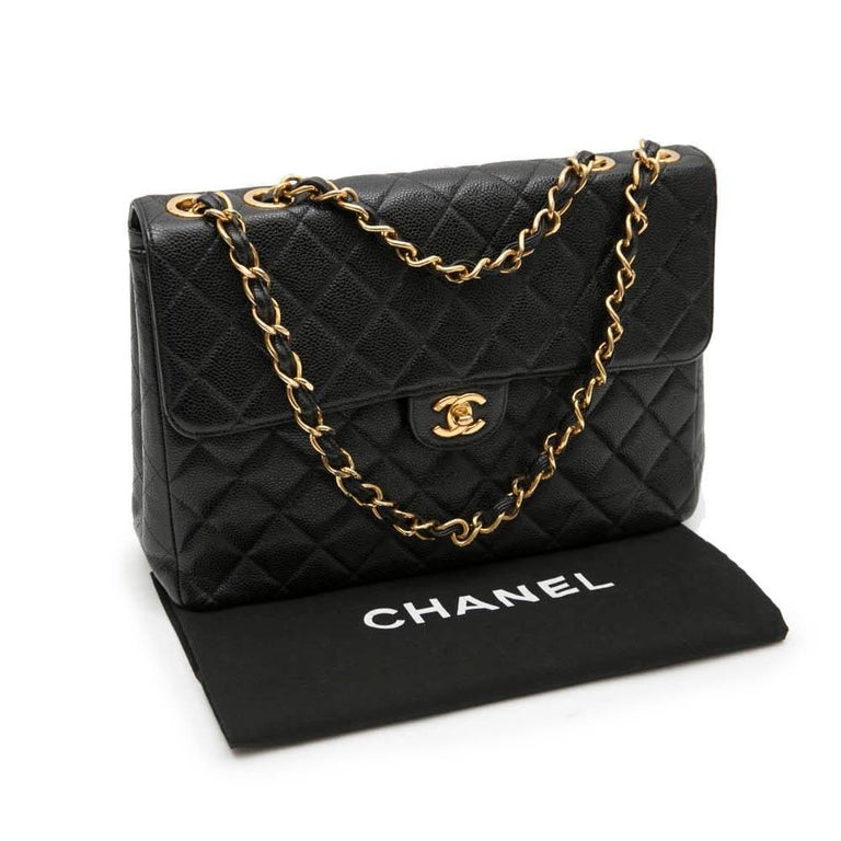 Chanel Jumbo Flap Bag In Black Grained Leather At 1stdibs Chanel Jumbo Flap Bag In Black Grained Leather For 5