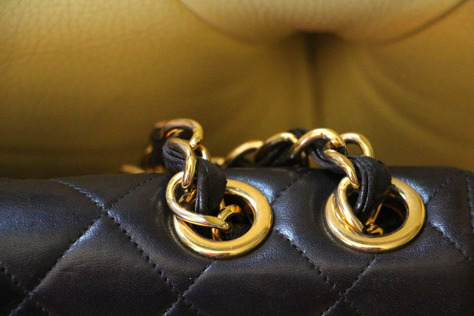 20th Century Chanel Jumbo Flap Bag in Black Lambskin