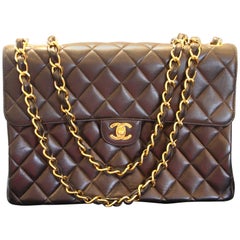 Vintage Chanel Jumbo Flap Bag in Black Lambskin