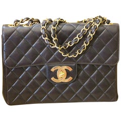 Chanel Jumbo Flap Bag In Black Lambskin