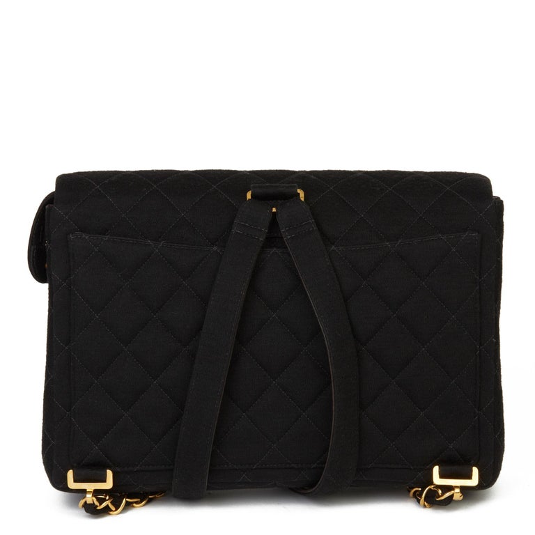 Chanel 1995 Jumbo Flap Quilted Wool Leather Backpack Large  display picture 1