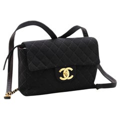 Chanel 1995 Jumbo Flap Quilted Wool Leather Backpack Large VIntage CC Gold Logo