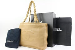 Chanel Jumbo Gold Chain Beige Lambskin Shopper Tote 58ck315s