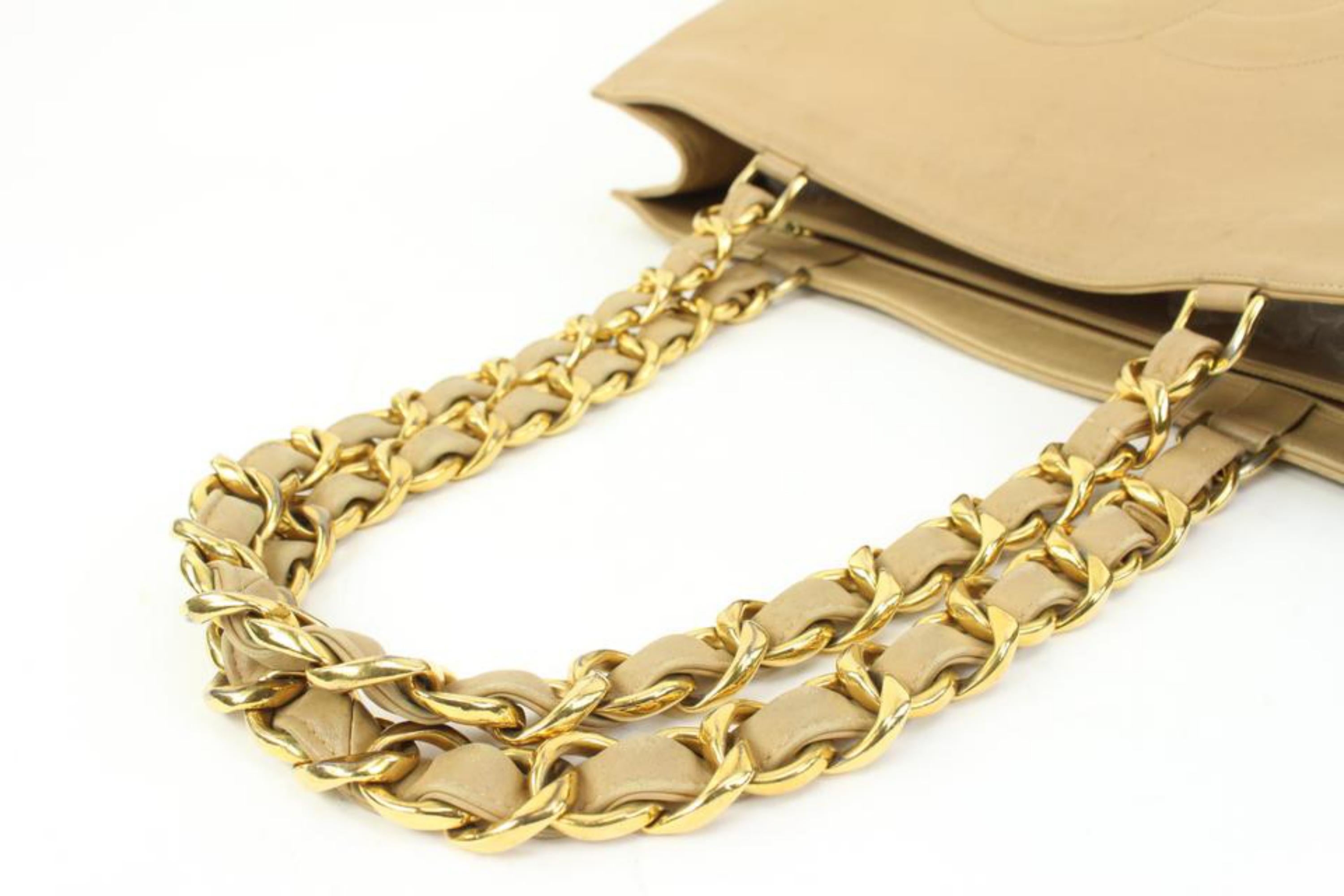 Chanel Jumbo Gold Chain Beige Lambskin Shopper Tote 58ck315s For Sale 3