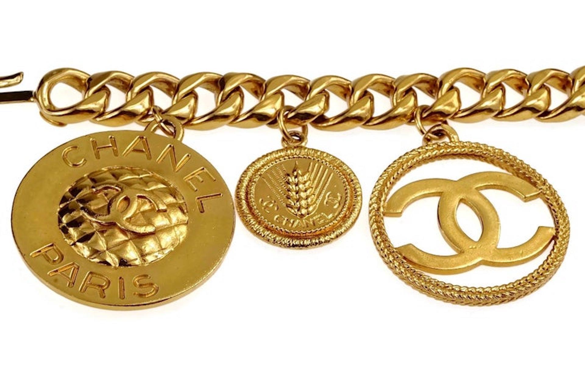 CHANEL Jumbo Iconic Logo Medallion Charm Necklace Belt 1