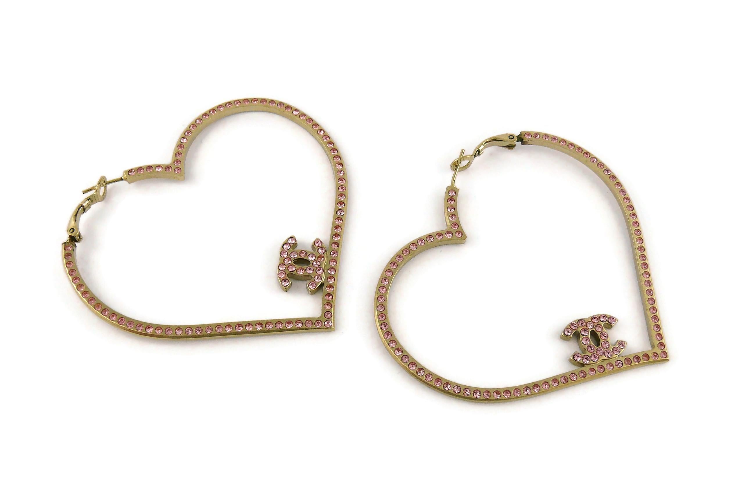 chanel heart hoop earrings