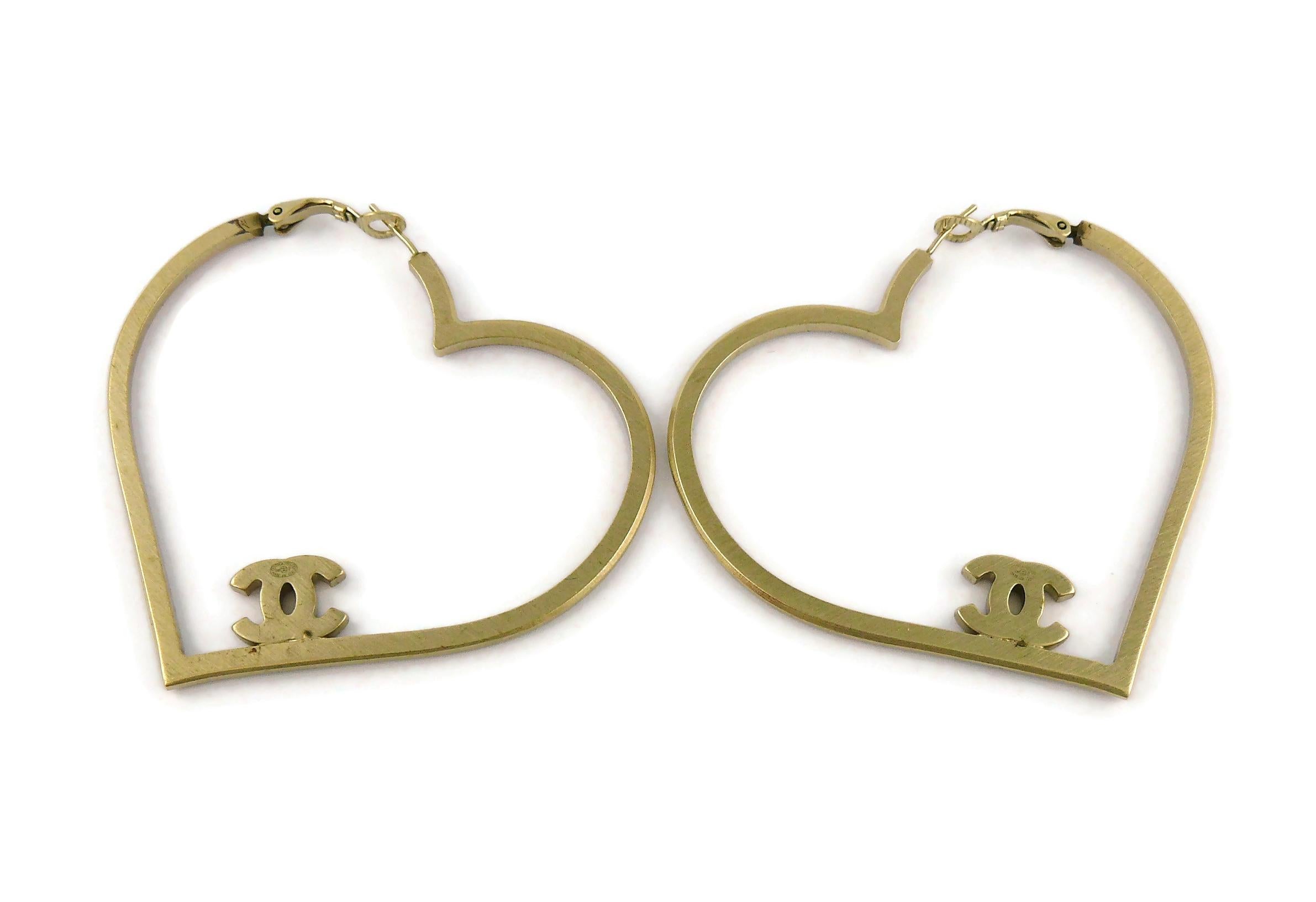 Chanel Jumbo Jewelled Heart CC Hoop Earrings 1
