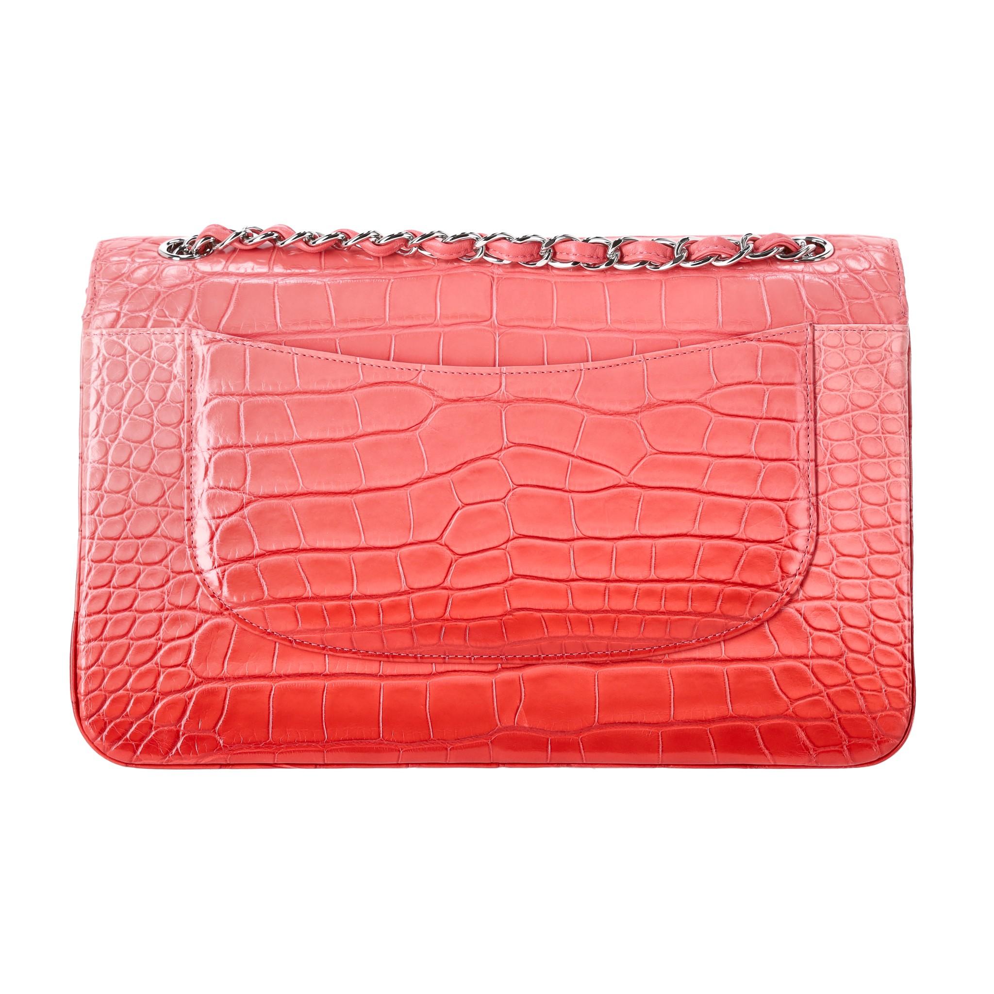 Chanel Jumbo Matte Ombre Alligator Timeless Double Flap In Excellent Condition For Sale In London, GB