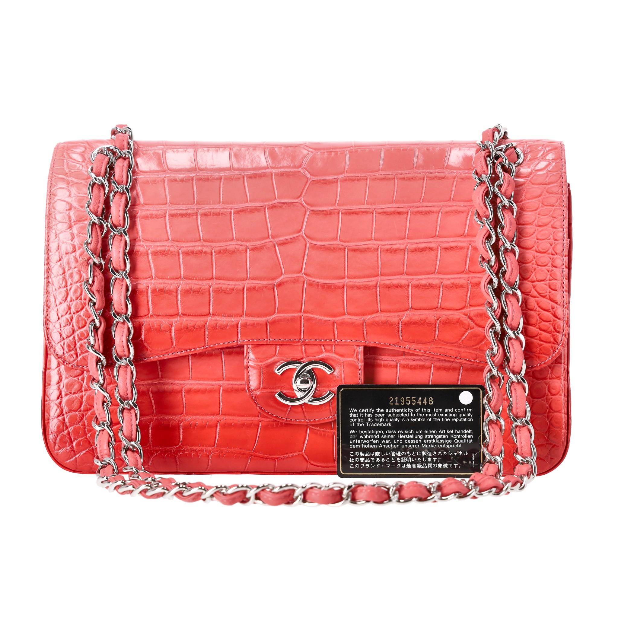 Chanel Jumbo Matte Ombre Alligator Timeless Double Flap For Sale 3