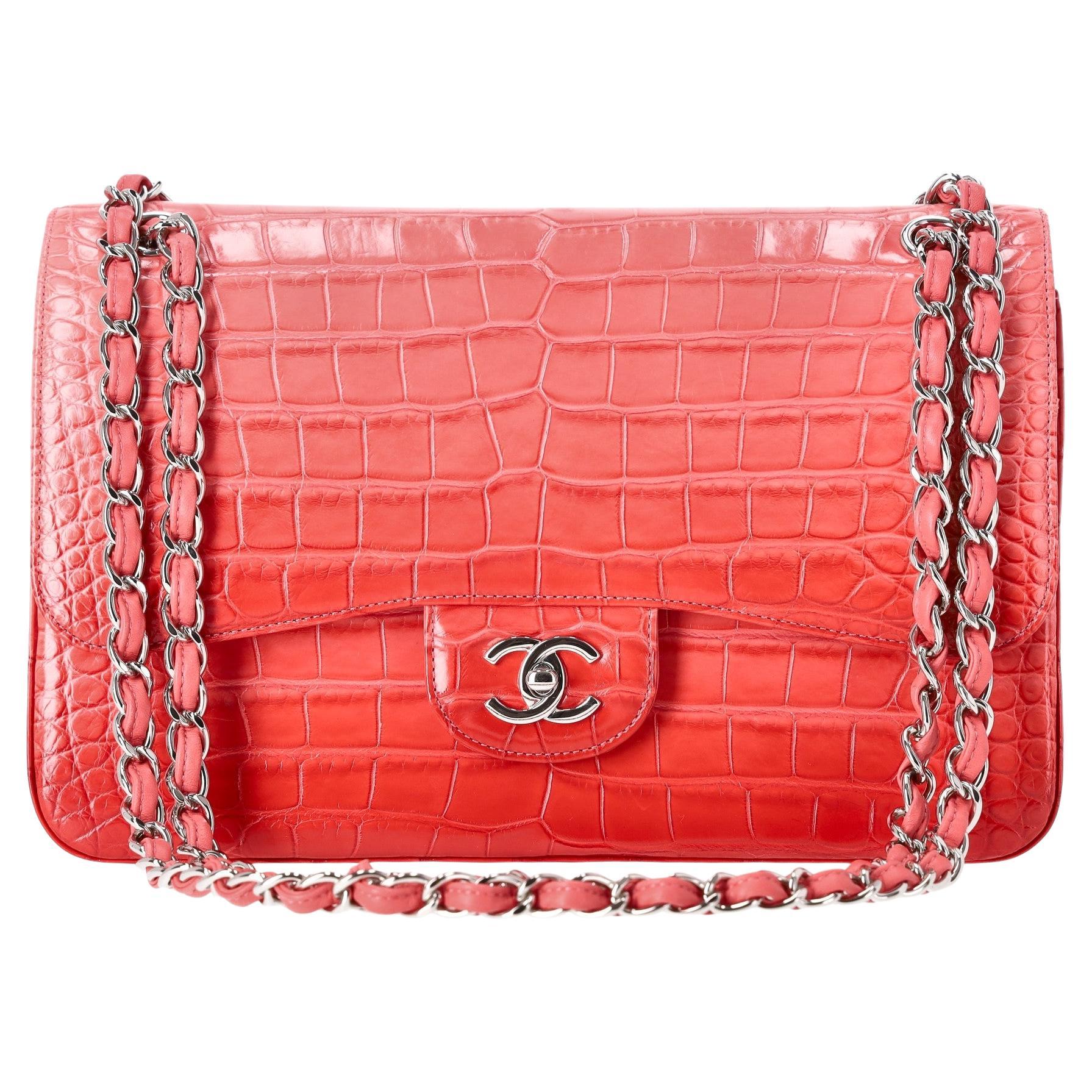 Chanel Jumbo Matte Ombre Alligator Timeless Double Flap For Sale
