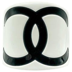 Used Chanel Jumbo Monochrome CC Logo Resin Cuff 2006