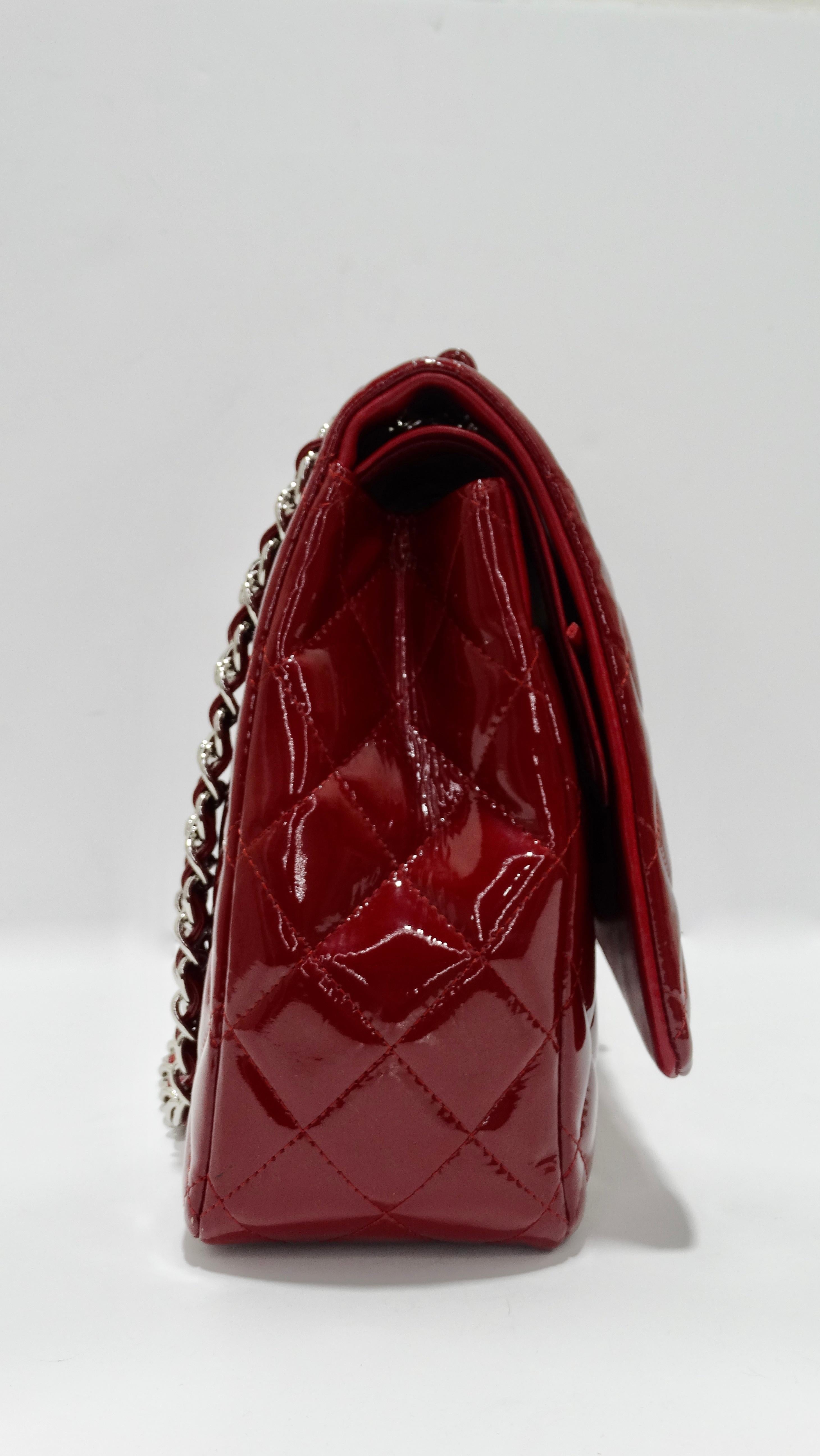 Red Chanel Jumbo Patent Double Flap