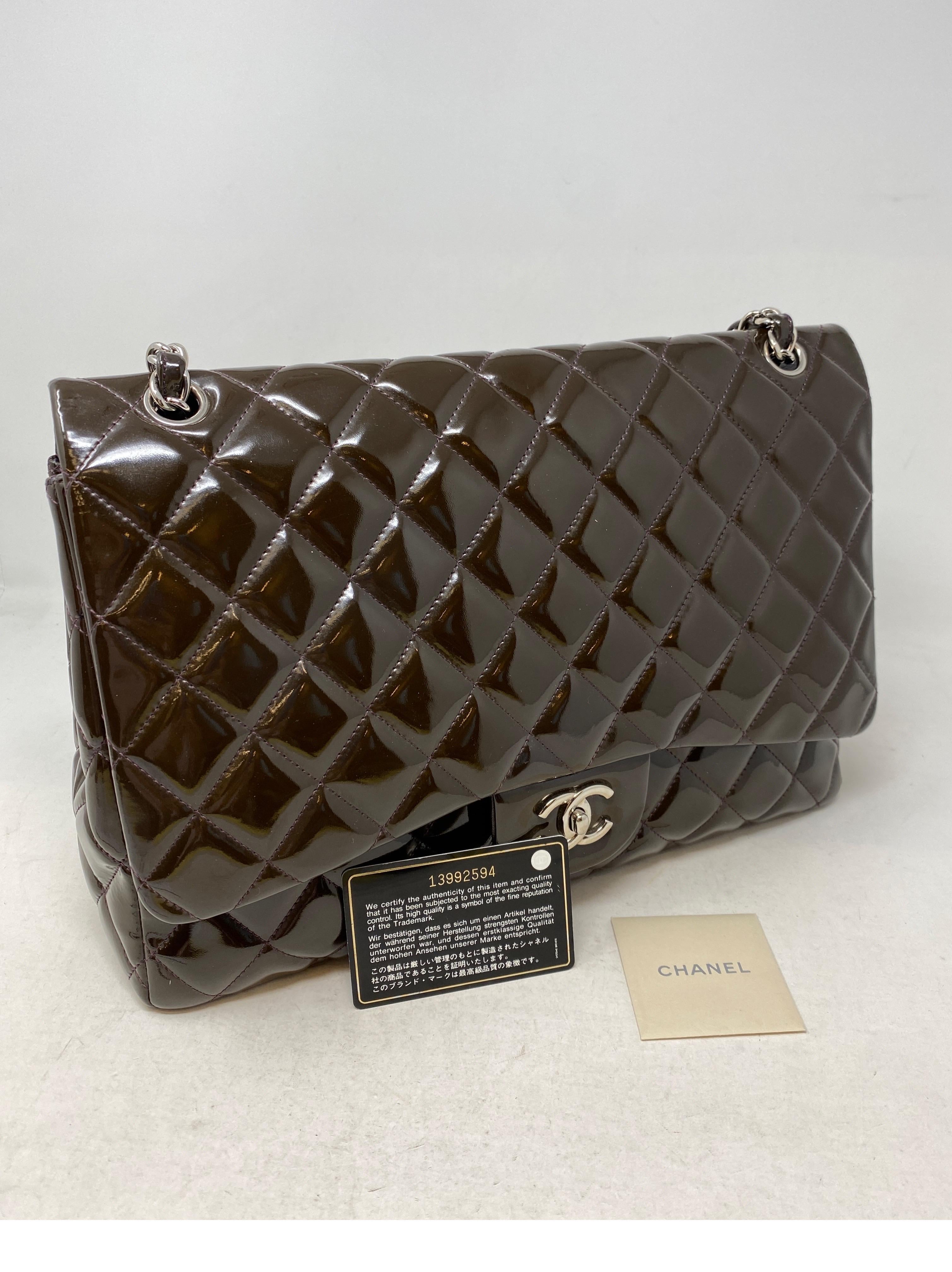 Chanel Jumbo Patent Leather Brown Bag  7