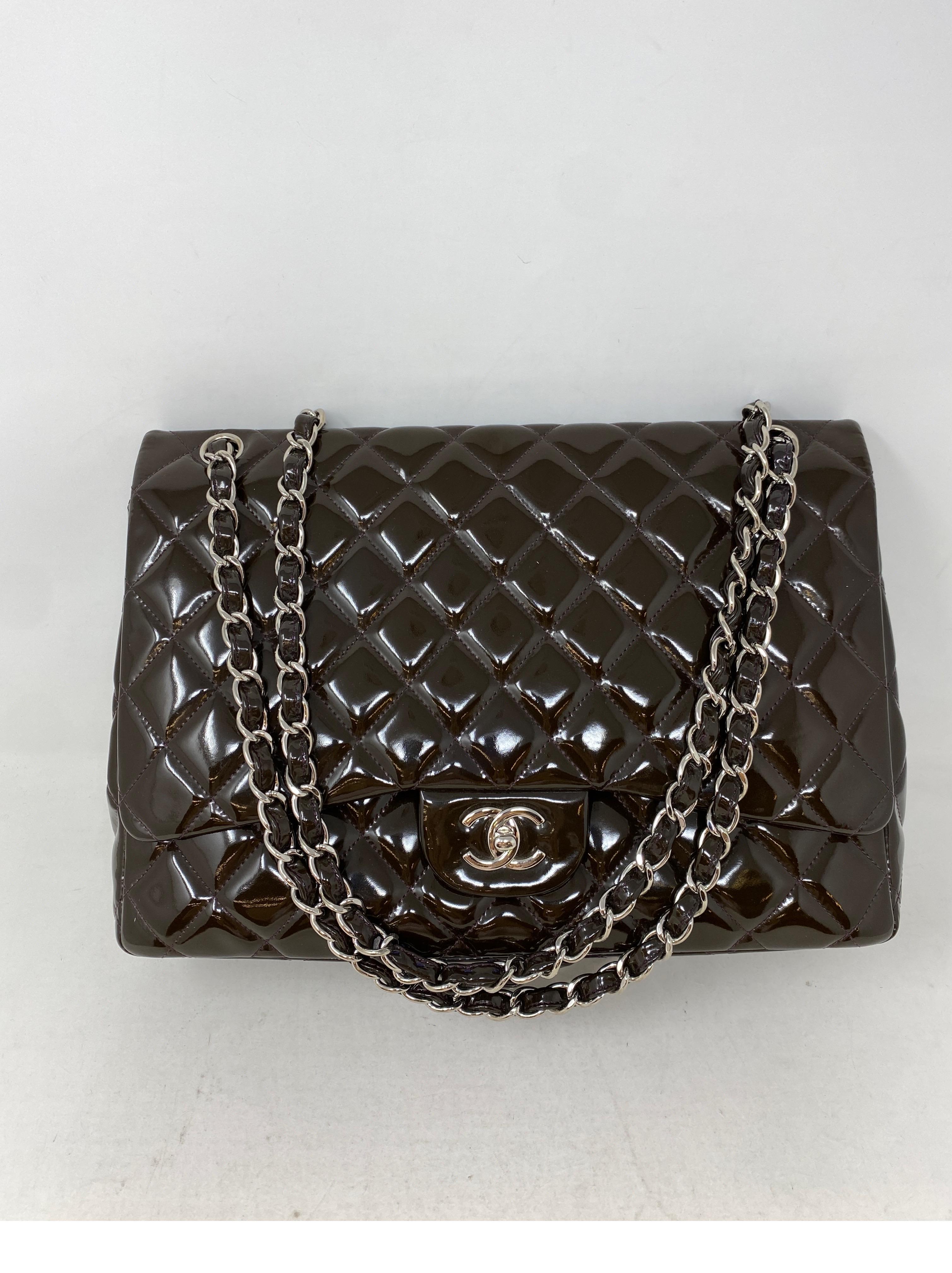 Chanel Jumbo Patent Leather Brown Bag  9