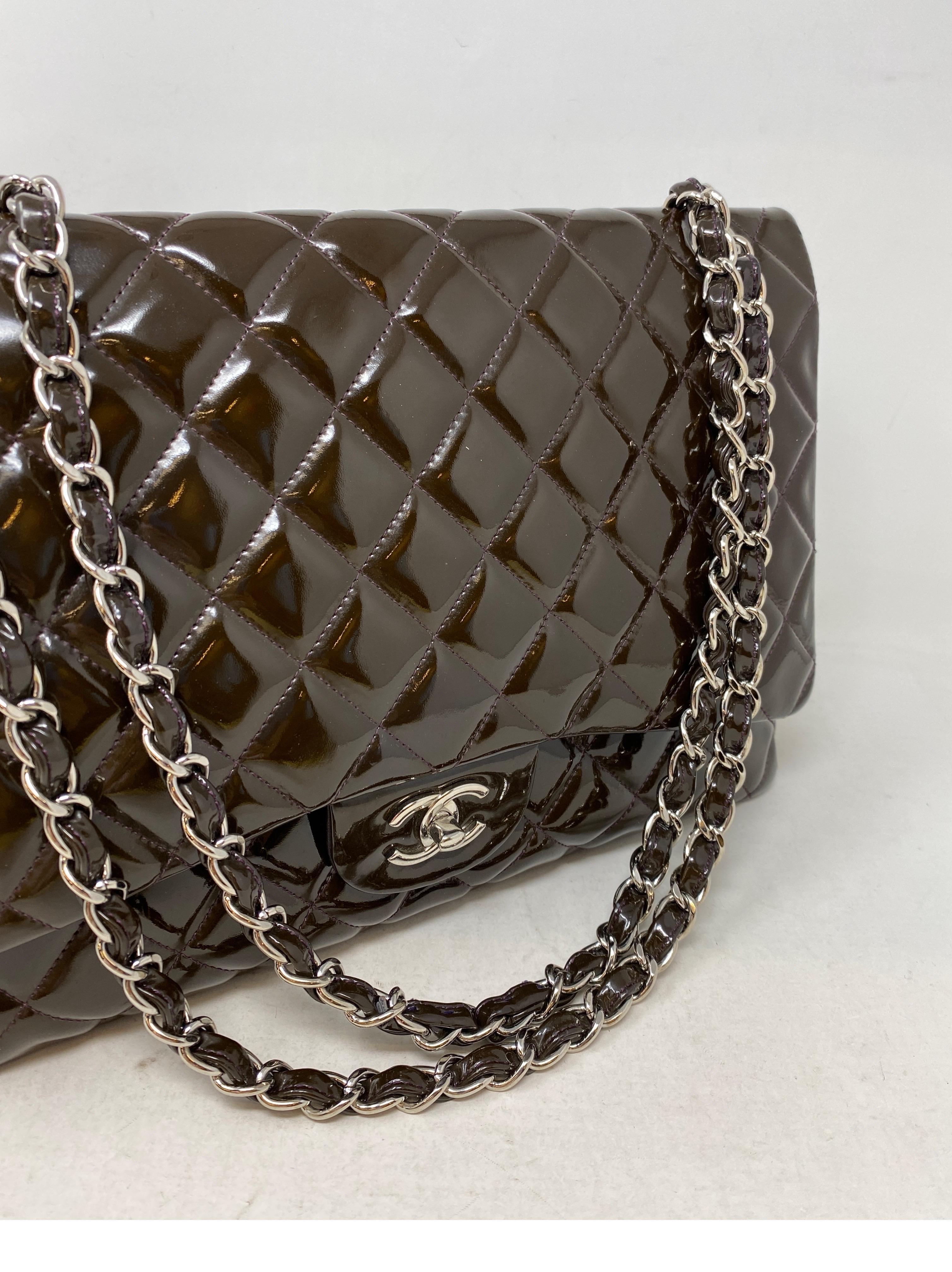 Chanel Jumbo Patent Leather Brown Bag  10