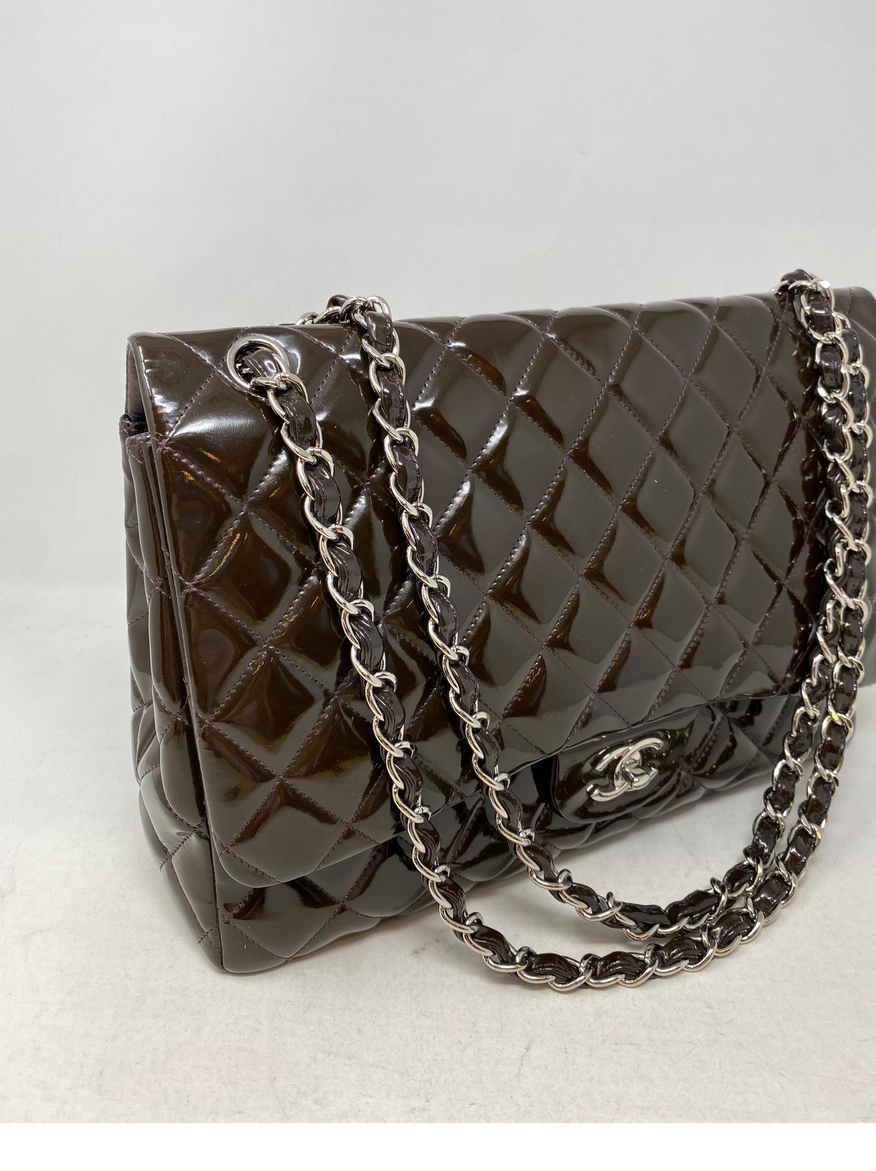 Chanel Jumbo Patent Leather Brown Bag  11