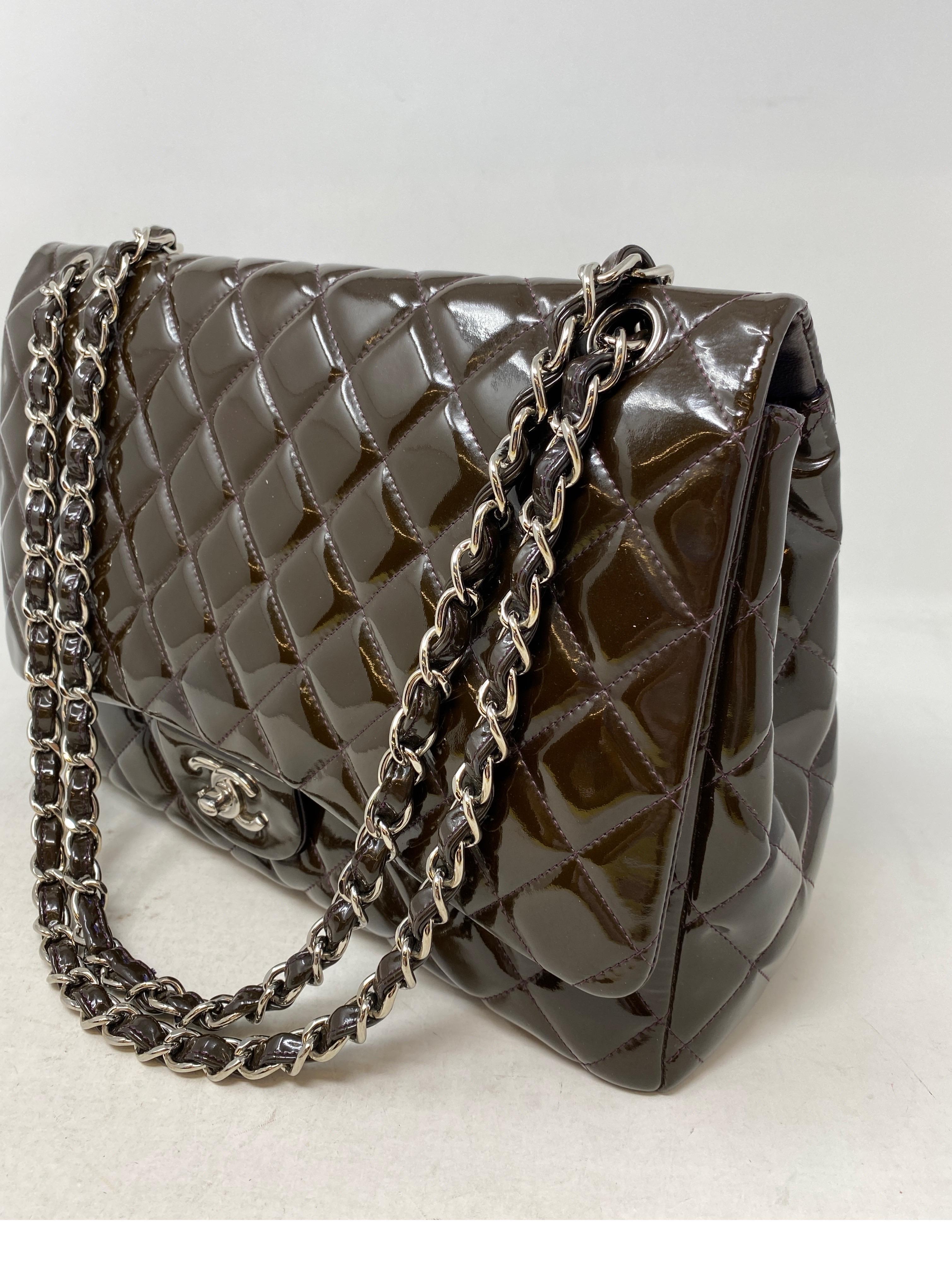 Chanel Jumbo Patent Leather Brown Bag  12