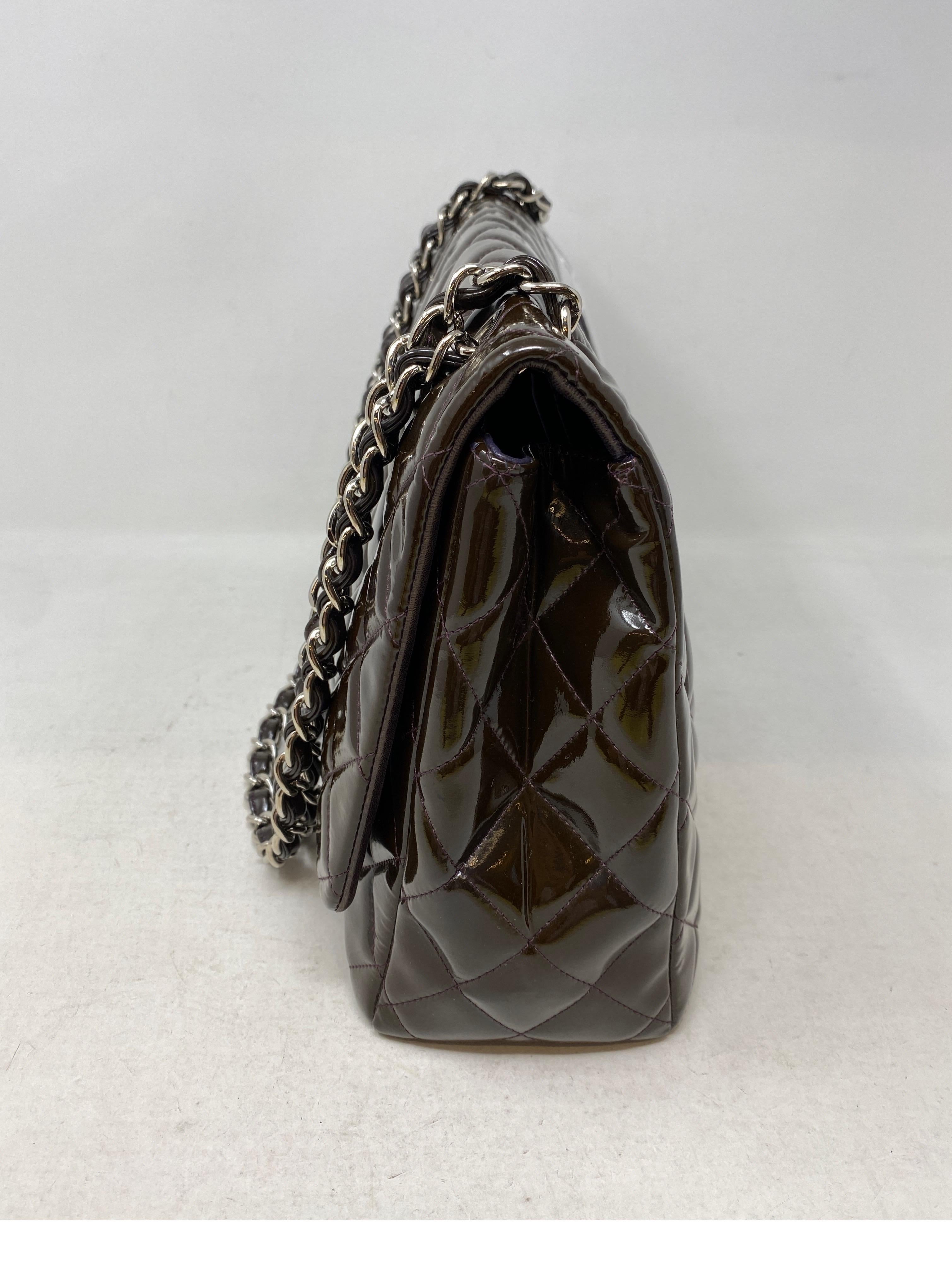 Chanel Jumbo Patent Leather Brown Bag  13