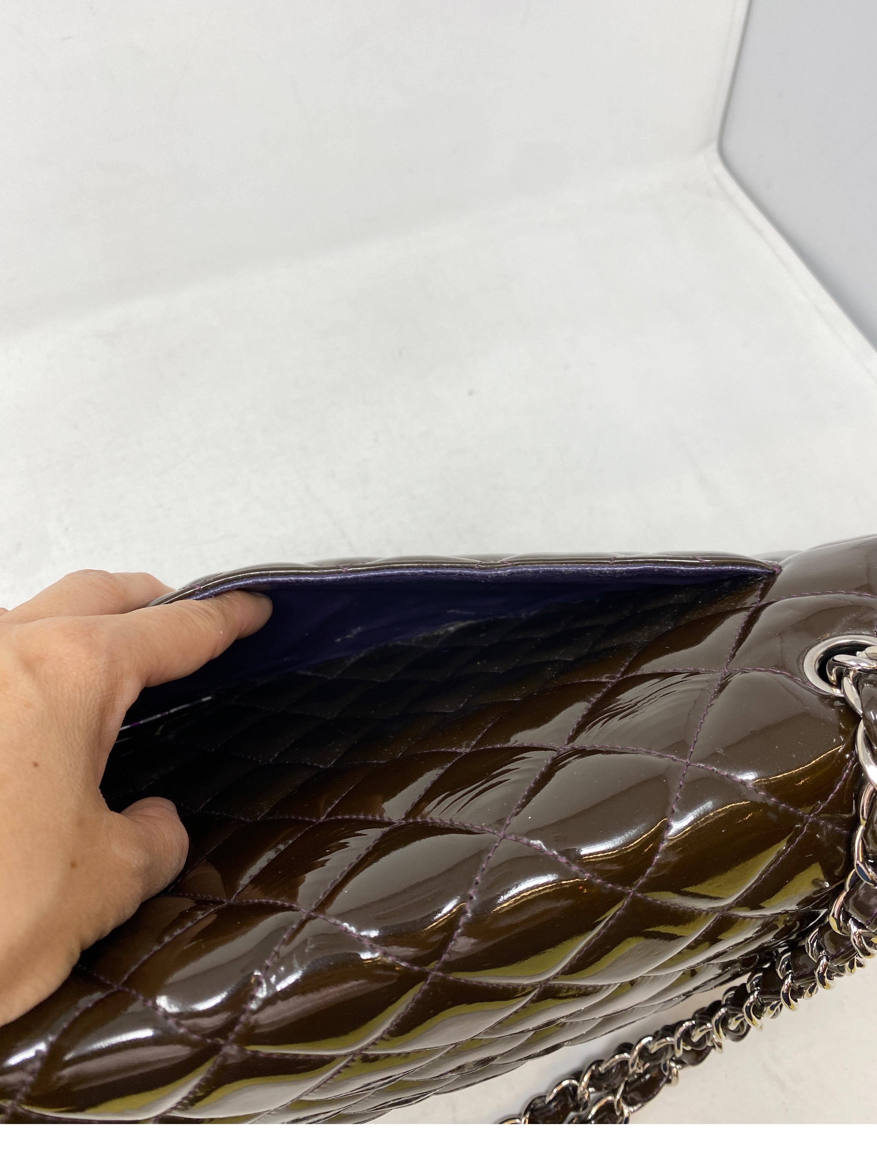 Chanel Jumbo Patent Leather Brown Bag  14
