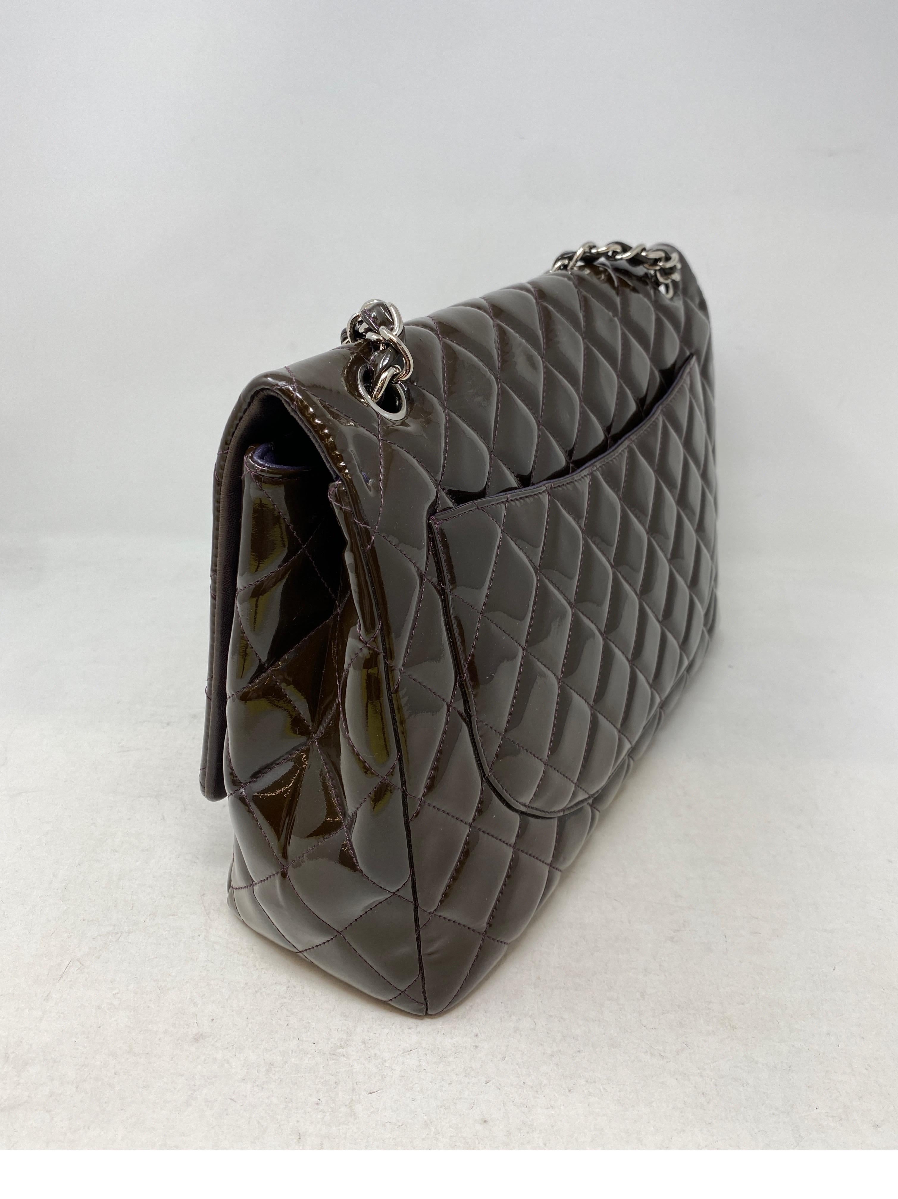 Women's or Men's Chanel Jumbo Patent Leather Brown Bag 
