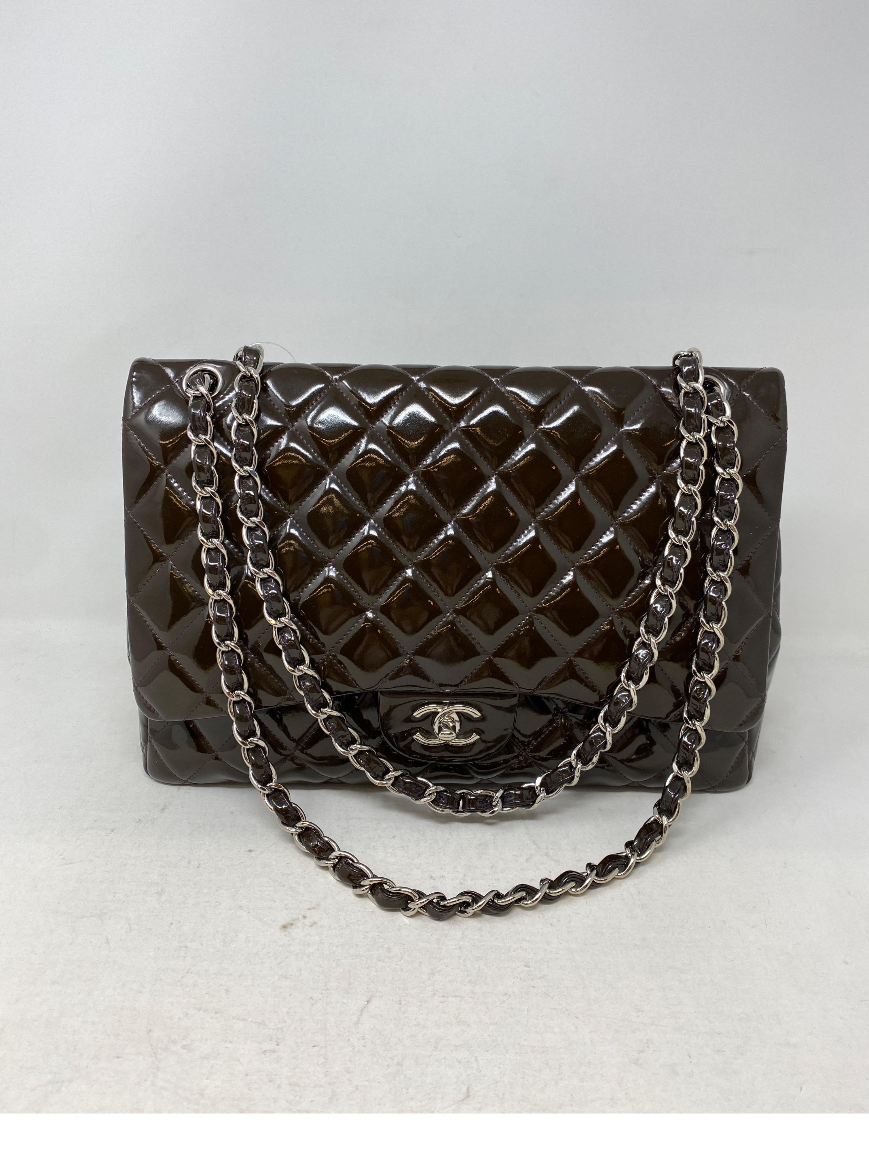 Chanel Jumbo Patent Leather Brown Bag  1