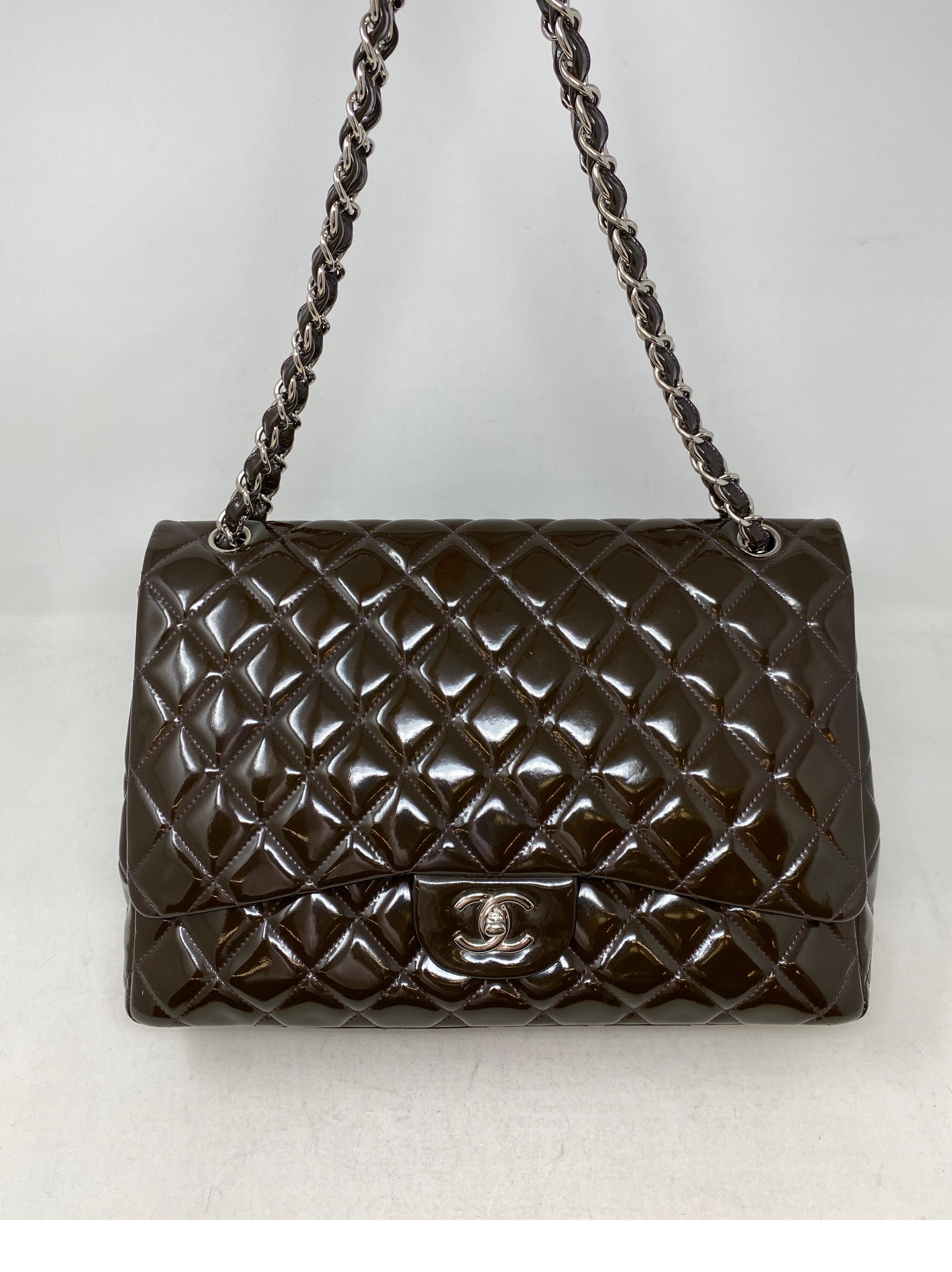 Chanel Jumbo Patent Leather Brown Bag  2