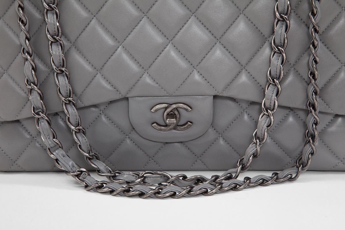 Gray Chanel Jumbo Quilted Flap Bag 