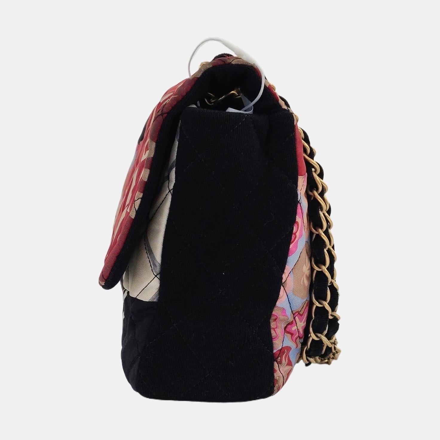 Chanel Jumbo gesteppt Multicolor Patchwork Jersey Klappe Tasche im Angebot 7