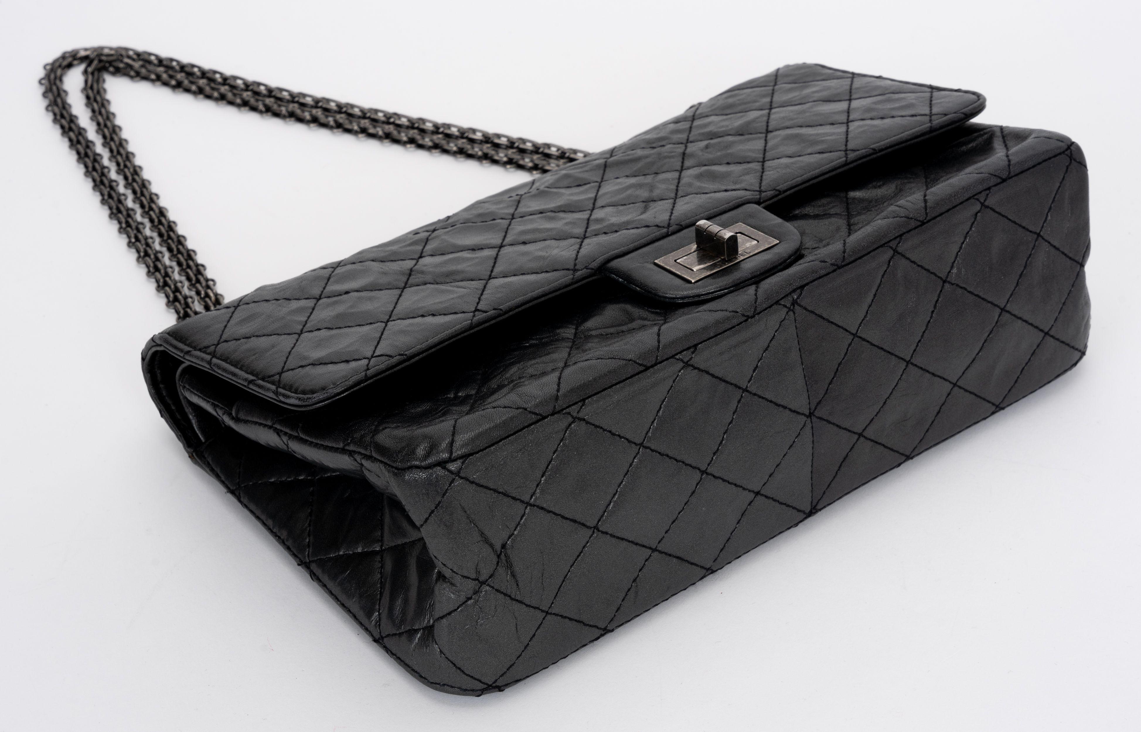 Chanel Jumbo Reissue 227 Black Calfskin For Sale 1