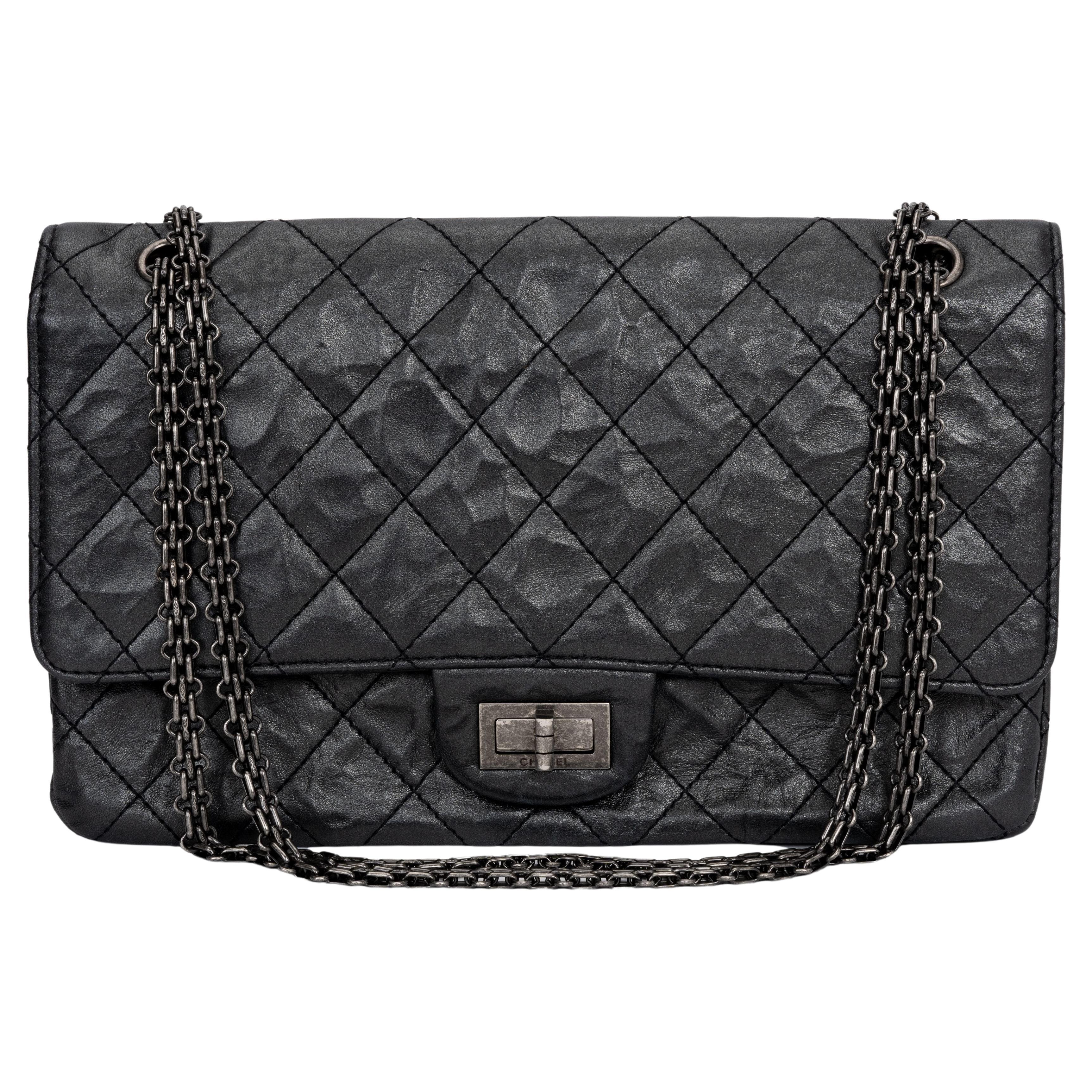 Chanel Jumbo Reissue 227 Black Calfskin For Sale