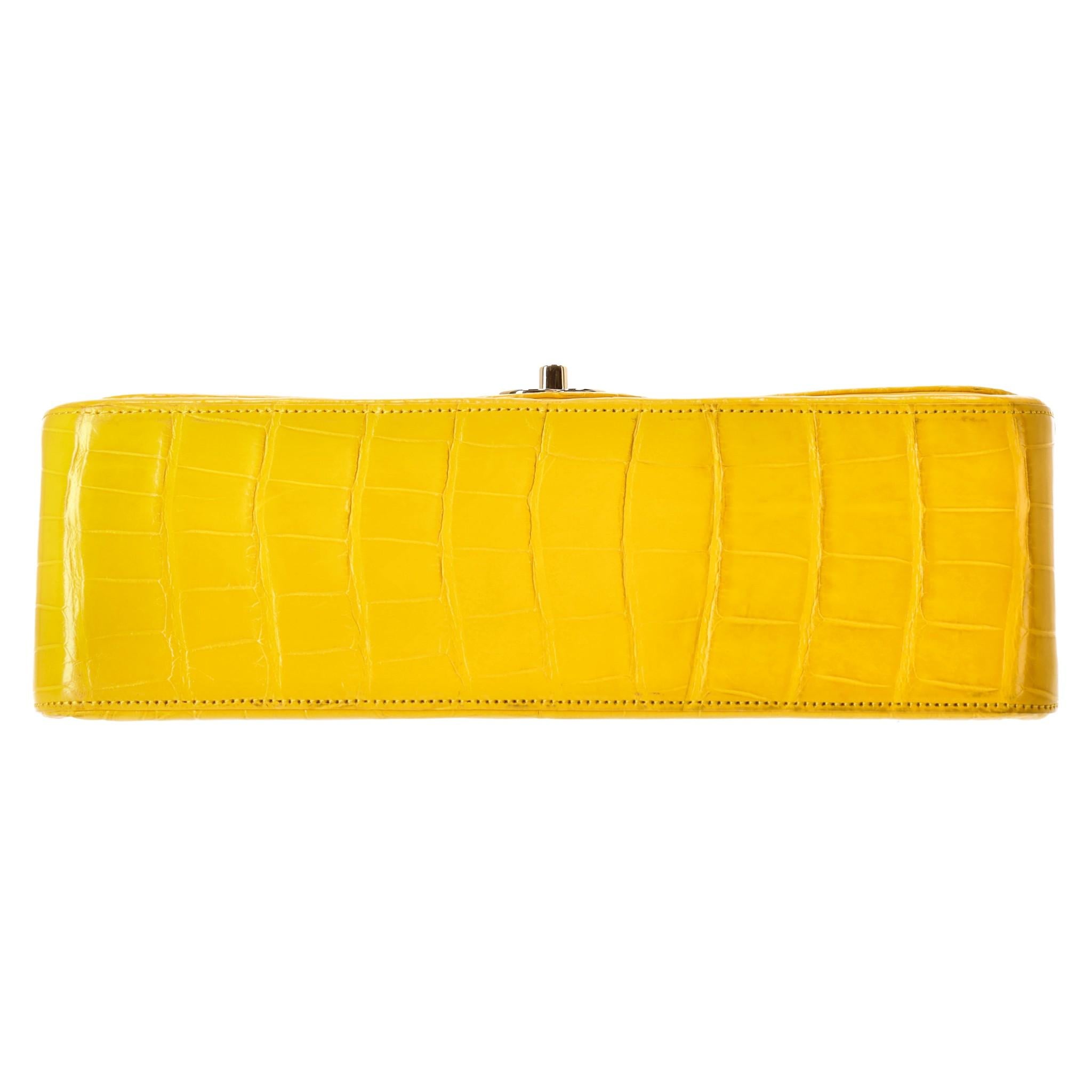 Women's Chanel Jumbo Shiny Skin Alligator Timeless Double Flap Bag For Sale