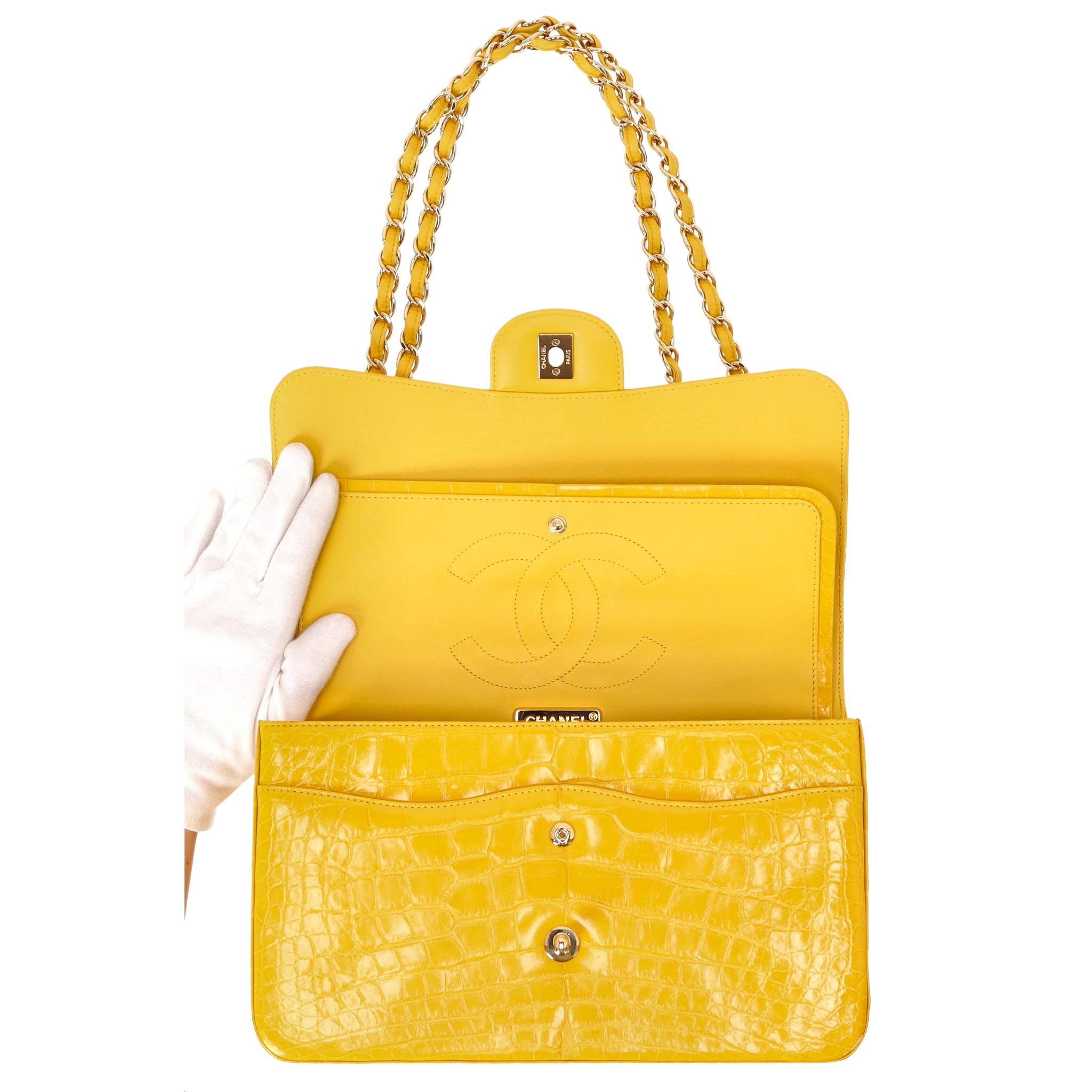 Chanel Jumbo Shiny Skin Alligator Timeless Double Flap Bag For Sale 1