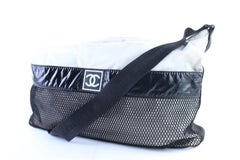 Chanel Jumbo Sports Logo Travel 218532 White Polyurethane Messenger Bag