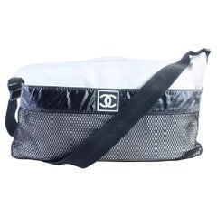 Chanel Jumbo Sports Logo Travel 218532 Borsa messenger in poliuretano bianco