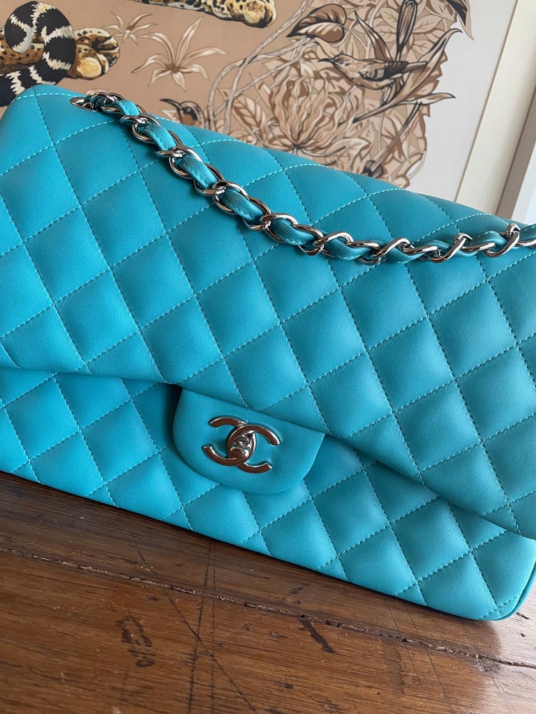 Chanel jumbo bag light blue  Bolso chanel, Bolsas azules, Carteras
