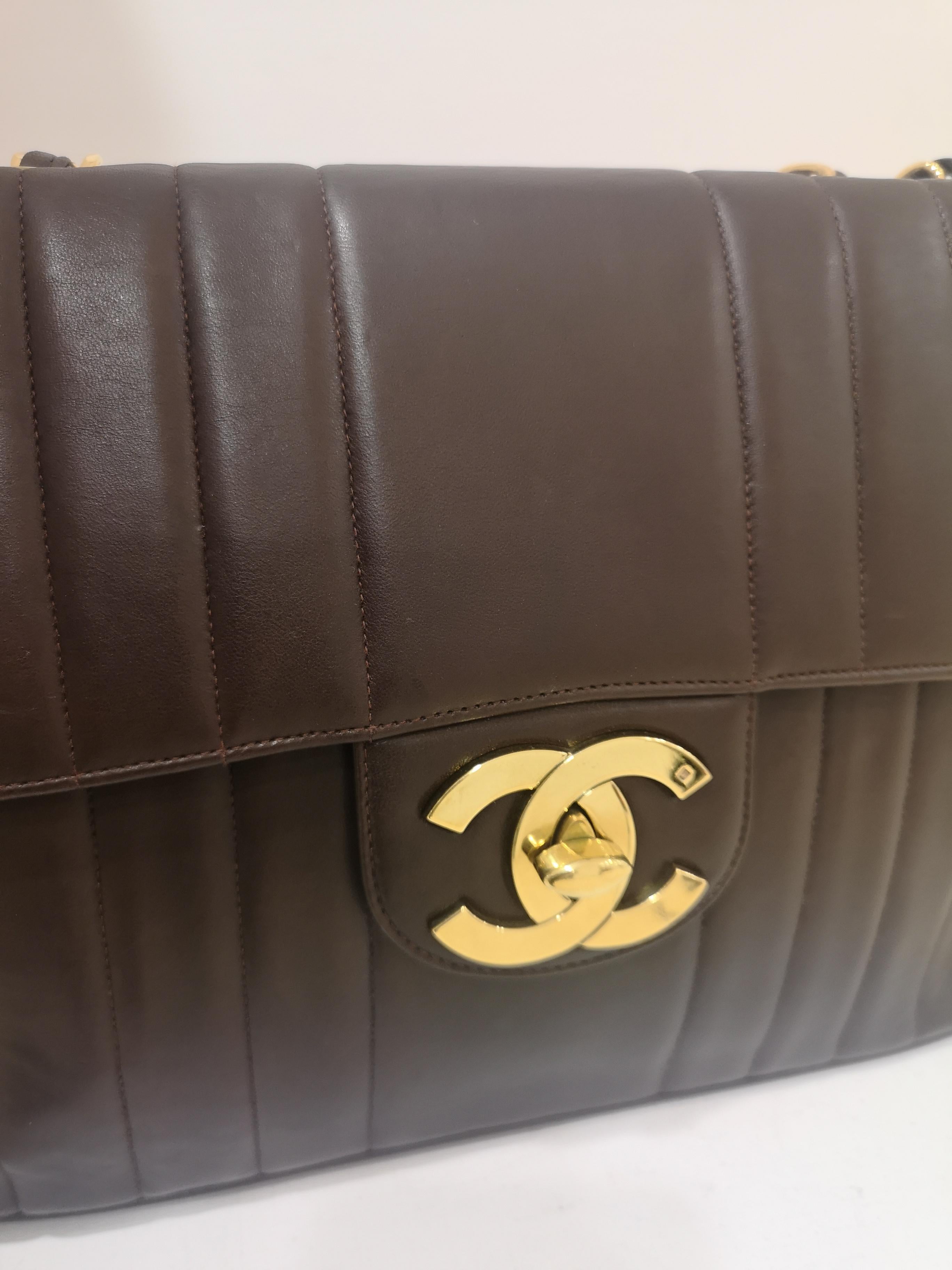 Gray Chanel Jumbo Vertical Shoulder Bag
