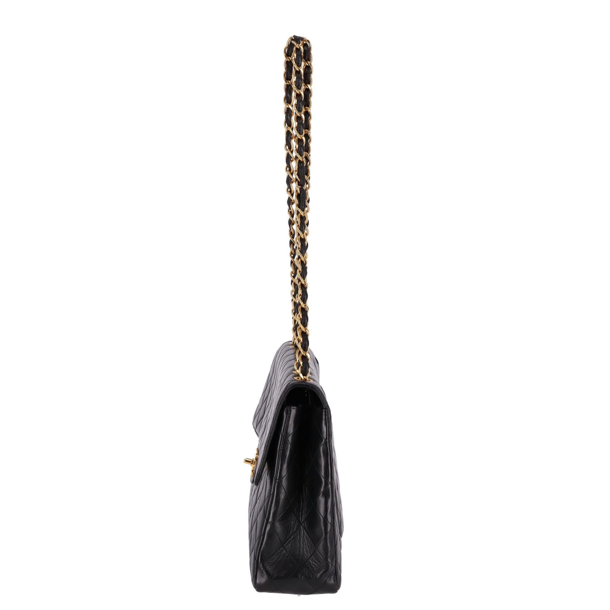 Black Chanel Jumbo Vintage Lambskin Leather Quilted Timeless Bag For Sale