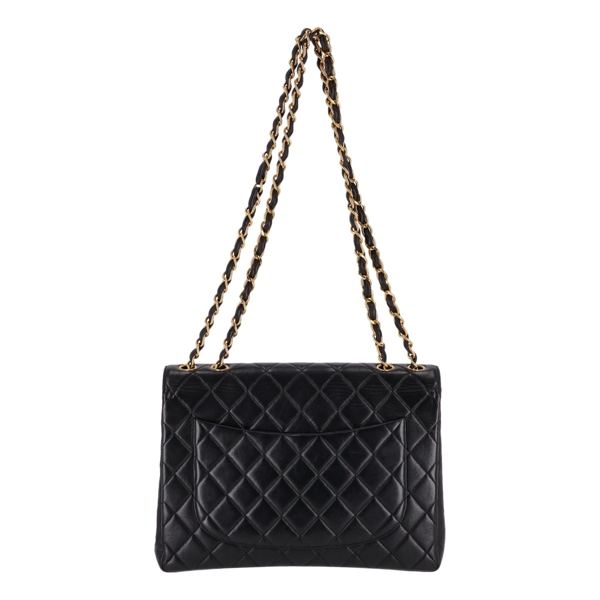 Chanel Jumbo Vintage Lambskin Leather Quilted Timeless Bag In Excellent Condition For Sale In London, GB