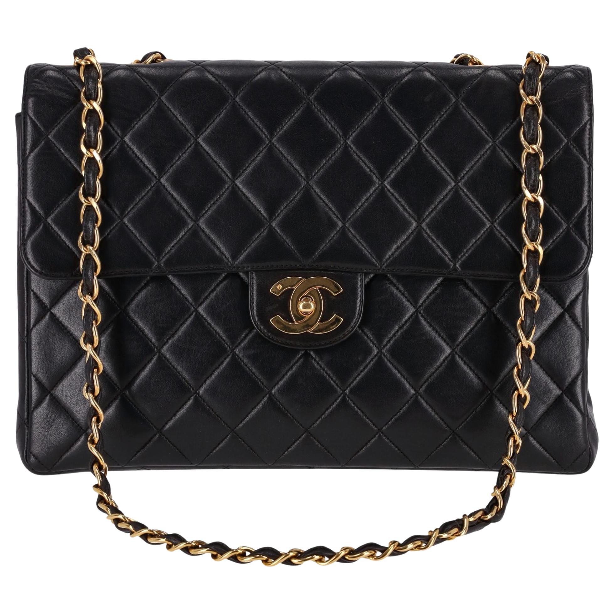 Chanel Jumbo Vintage Lambskin Leather Quilted Timeless Bag For Sale