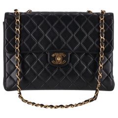 Chanel Jumbo Vintage Lammfell Leder gesteppte zeitlose Tasche
