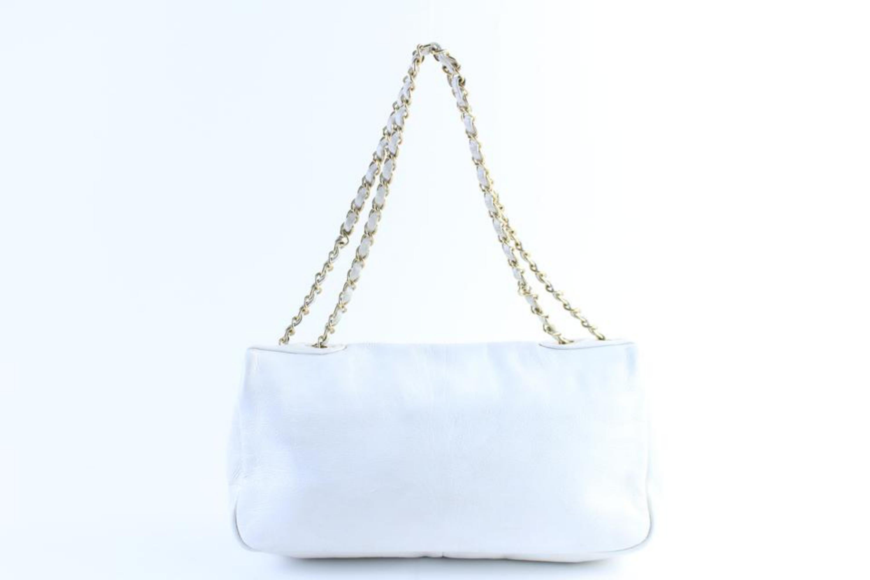 Chanel Jumbo White CC Logo Mosaic Chain Flap 228805a For Sale 1