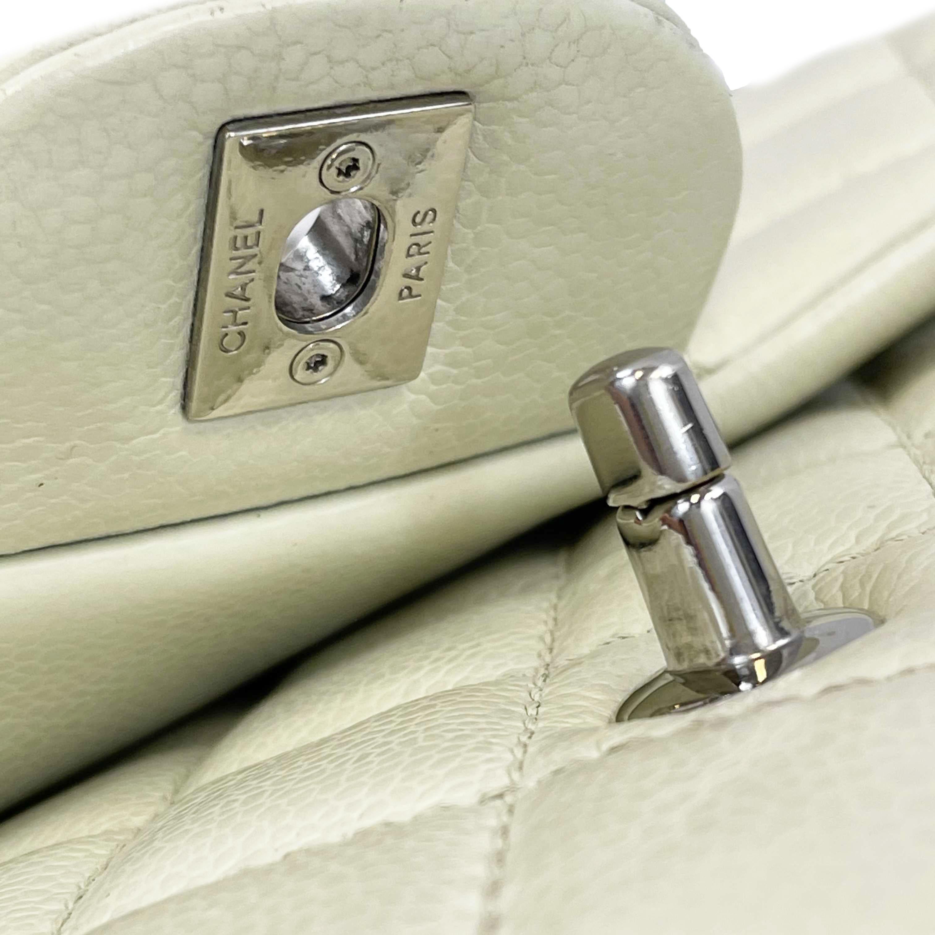 Chanel Jumbo White Classic Flap CC Silver Crossbody Shoulder Bag