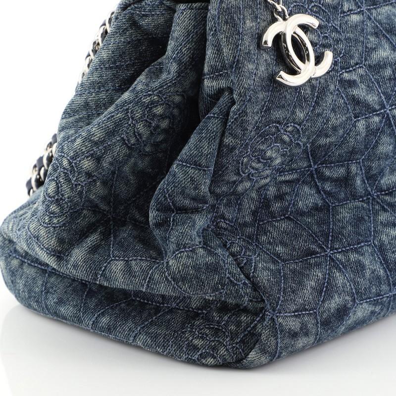 Black Chanel Just Mademoiselle Bag Camellia Denim Medium