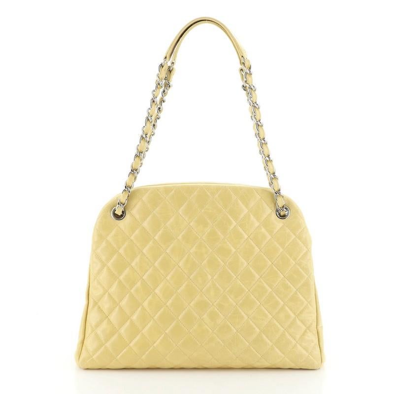 Chanel Just Mademoiselle Bag Quilted Aged Calfskin Large In Good Condition In NY, NY