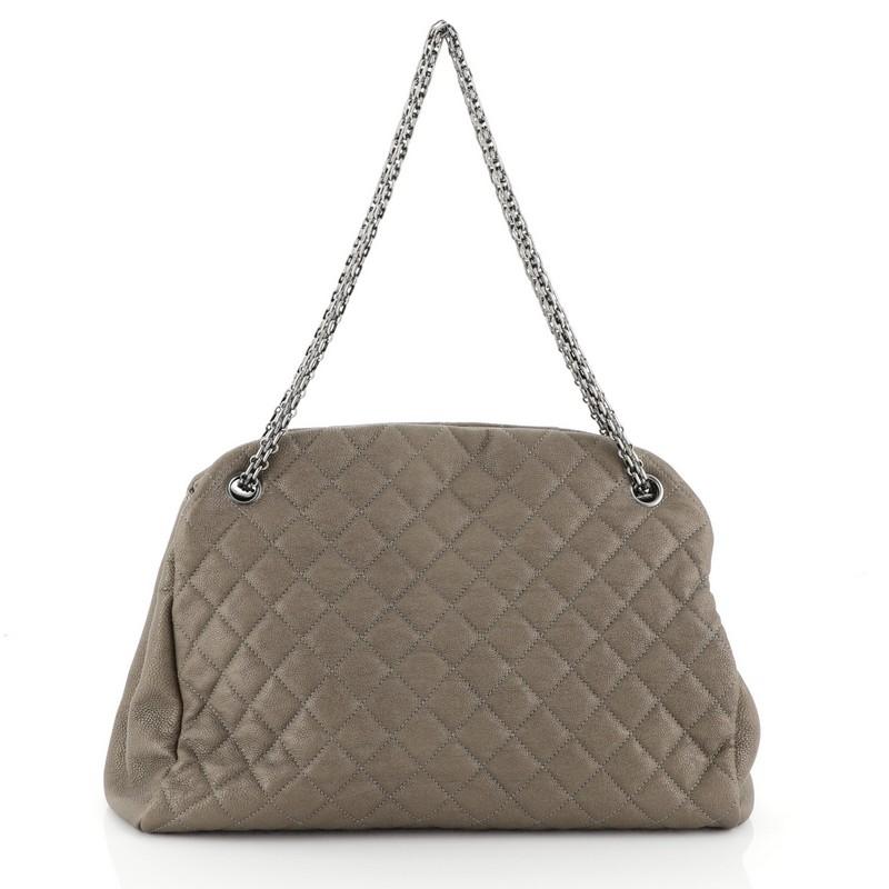 Chanel Just Mademoiselle Bag Quilted Caviar Large  In Good Condition In NY, NY