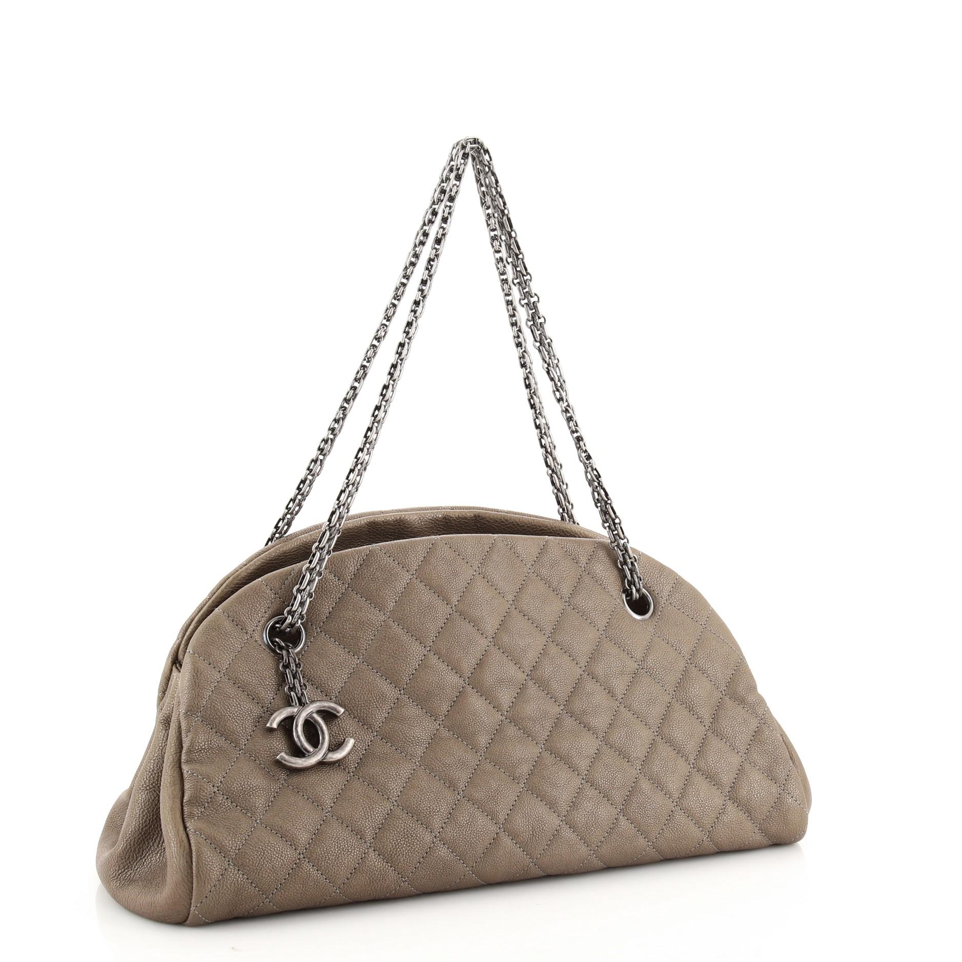 Brown Chanel Just Mademoiselle Bag Quilted Caviar Medium
